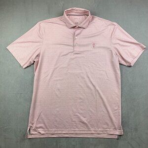 Johnnie-O Mens Shirt Large Pink Sands Judd Polo Prep-Formance Spots Spotted